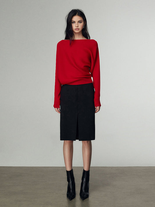 Yün Karışımı Düz Yaka Triko Üst