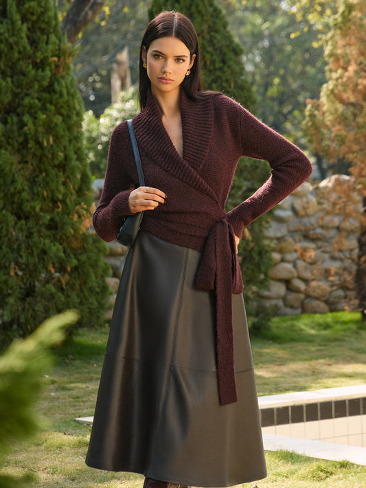 Yün Karışımlı Bağcıklı Triko Üst