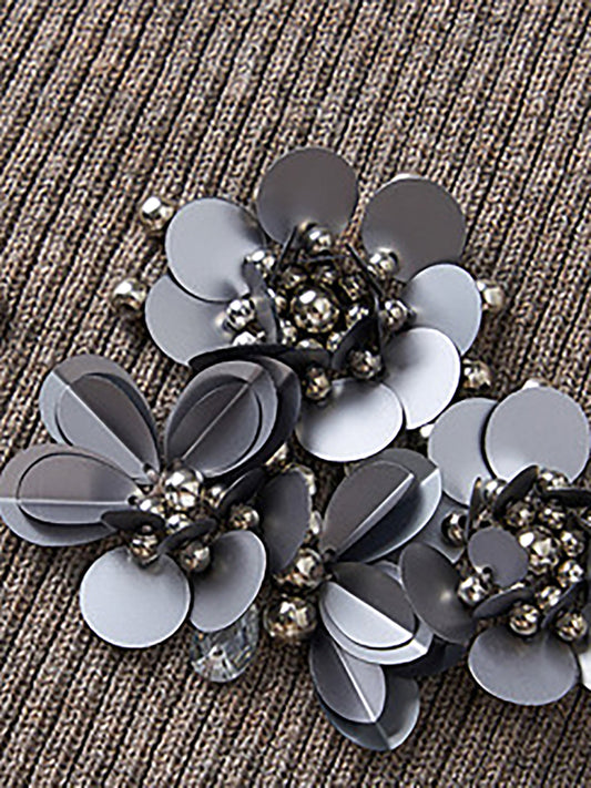 Yün Karışımı Asimetrik Payetli Örgü Üst