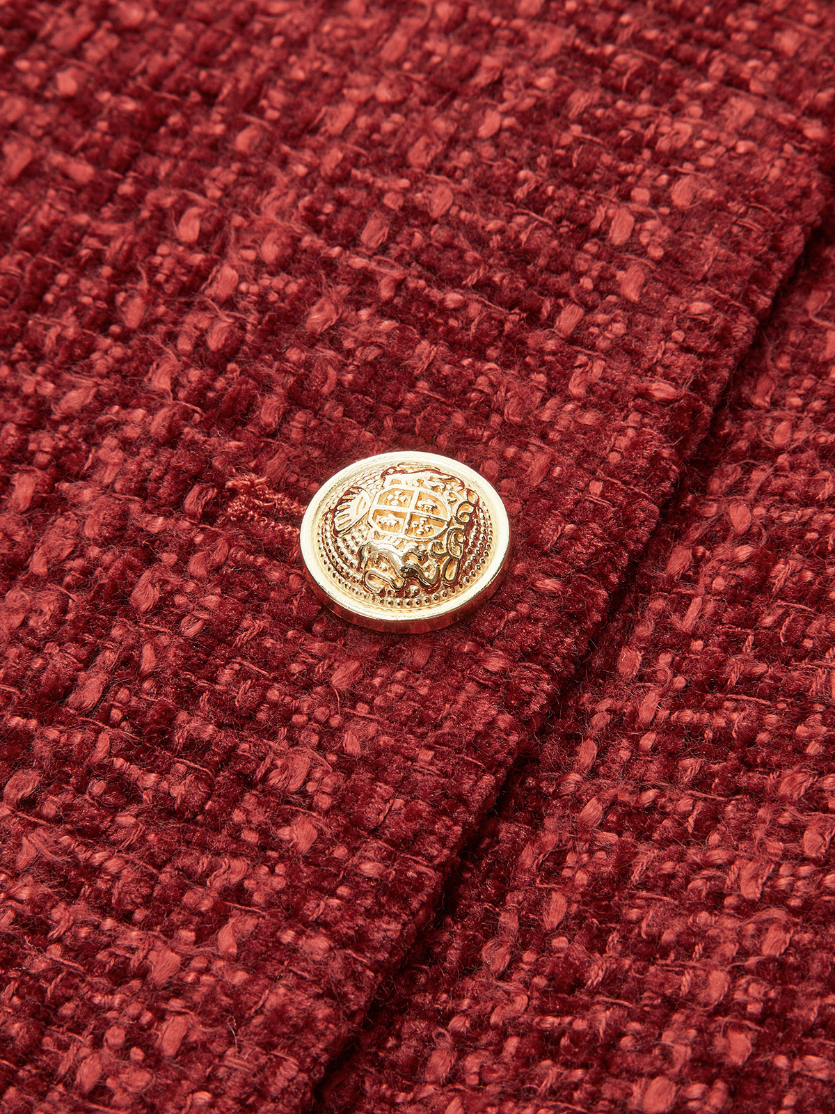 Buttoned Slit Tweed Blazer