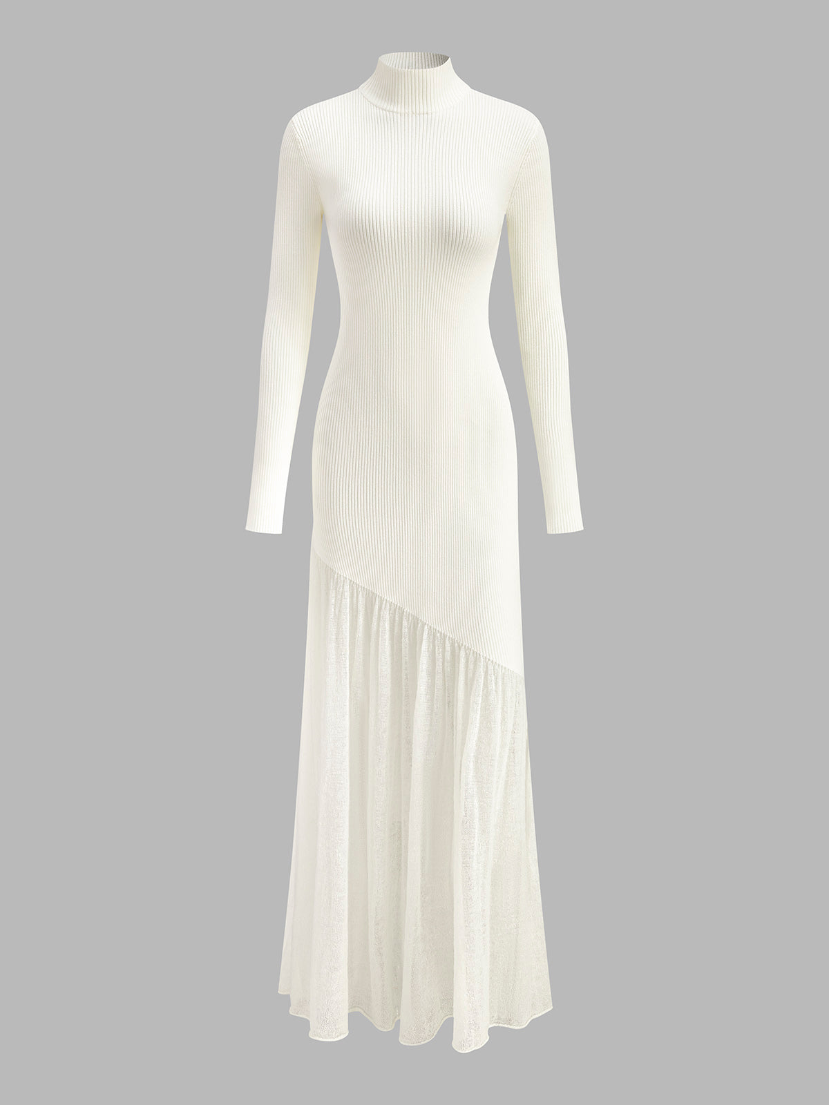 High Neck Pleated Panel Dress