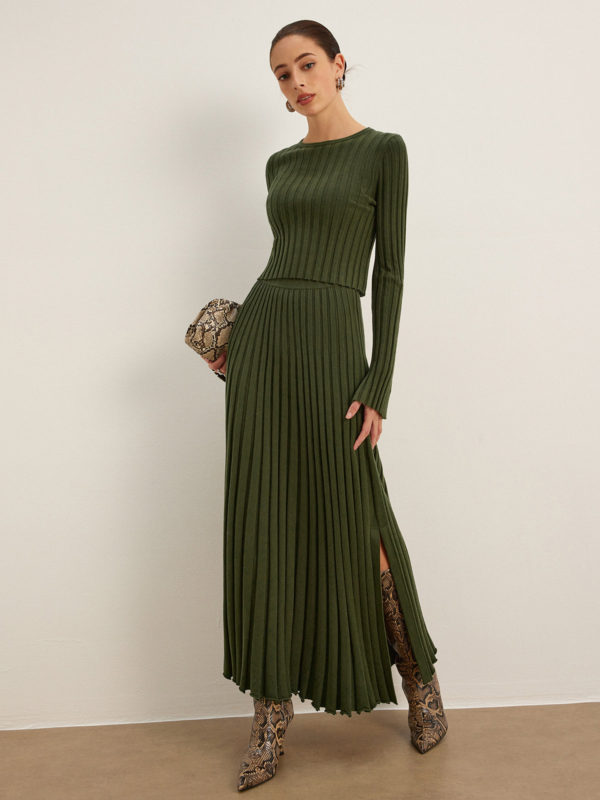 Marul Trim Ribbed Kısa Kazak
