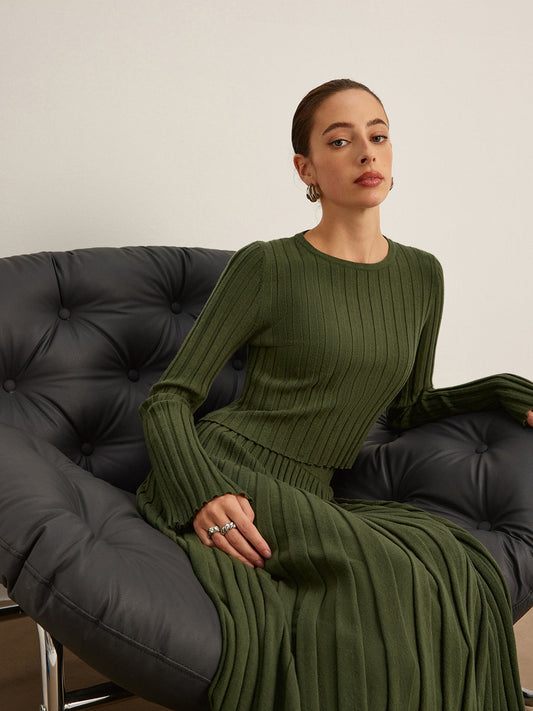 Marul Trim Ribbed Kısa Kazak