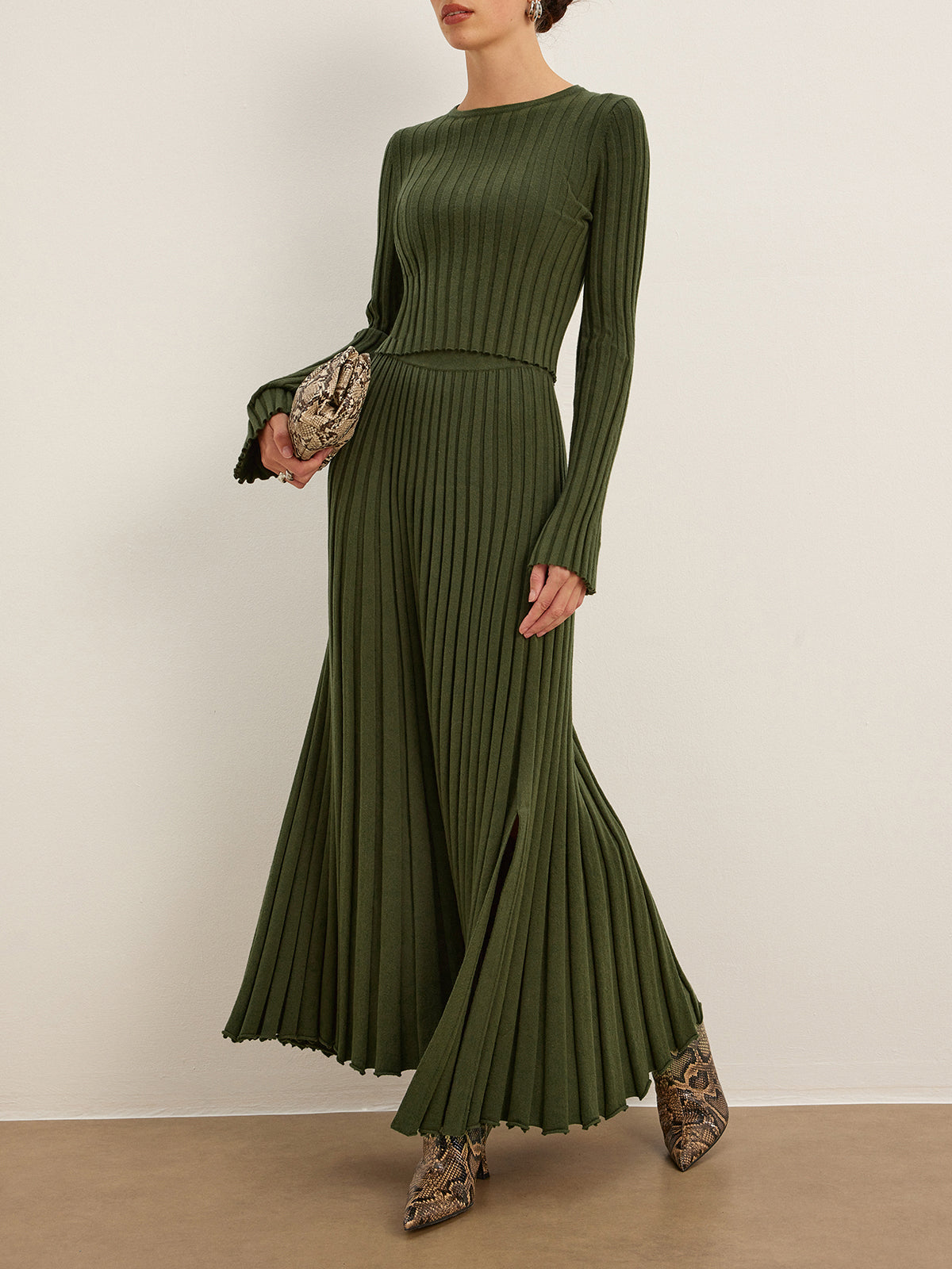 Marul Trim Ribbed Kısa Kazak