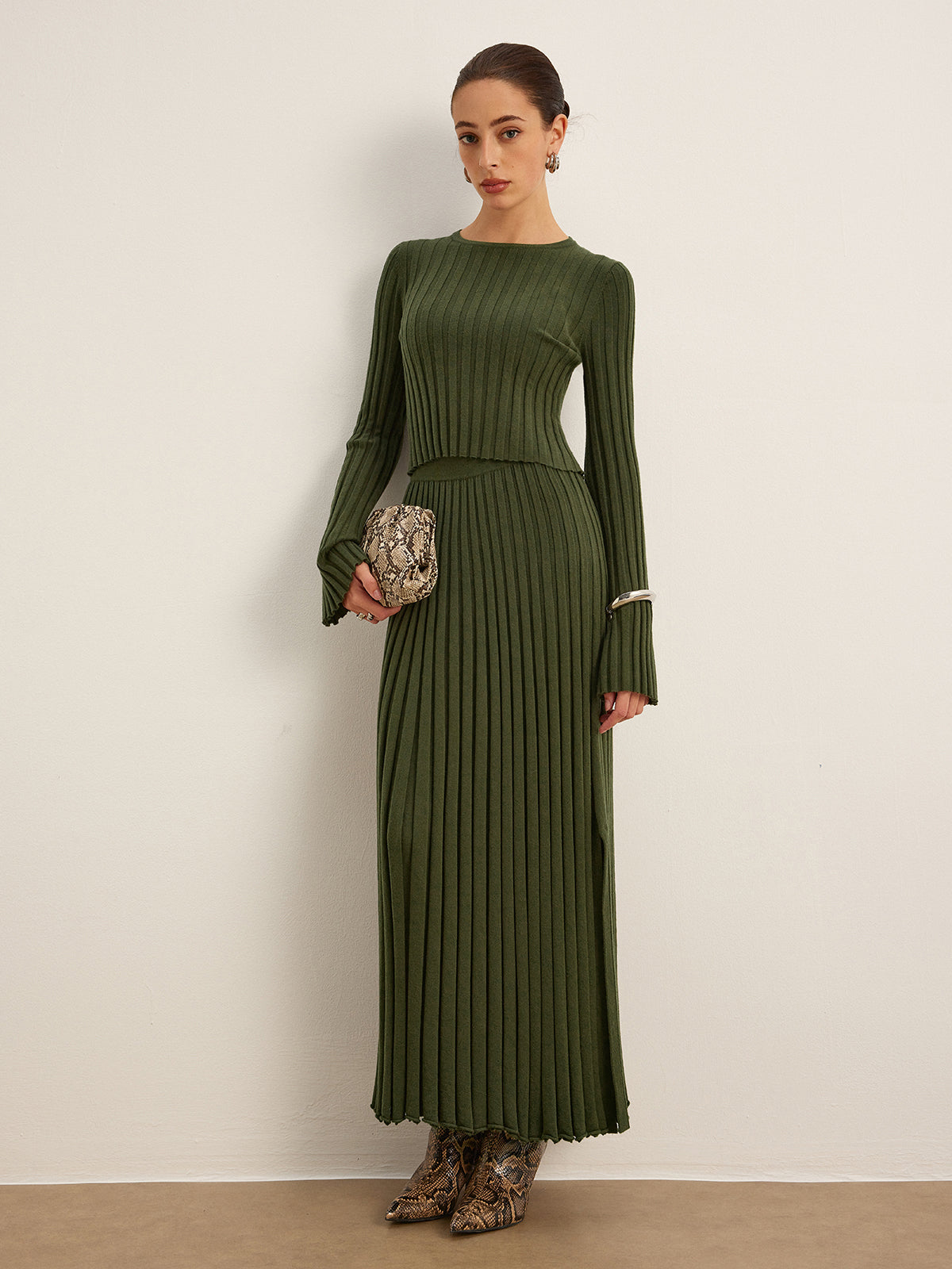Marul Trim Ribbed Kısa Kazak