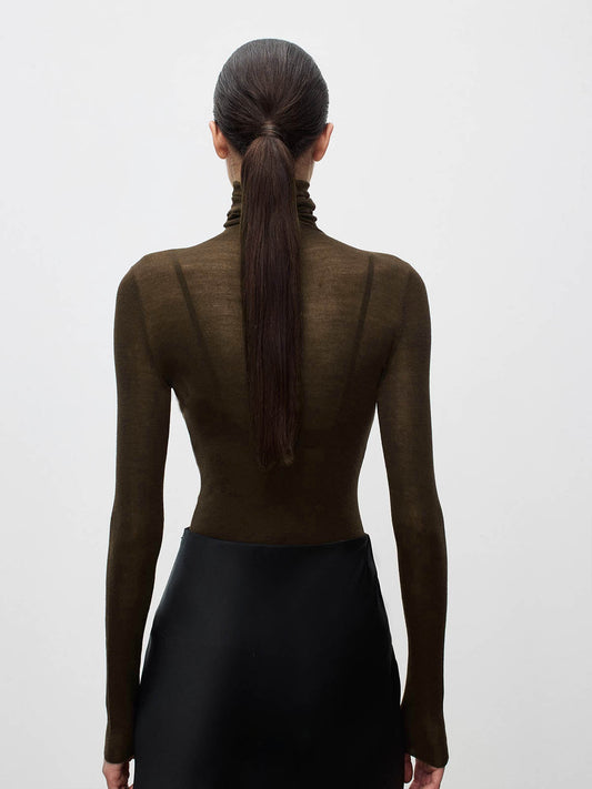 Wool Blend High Neck Transparent Sweater