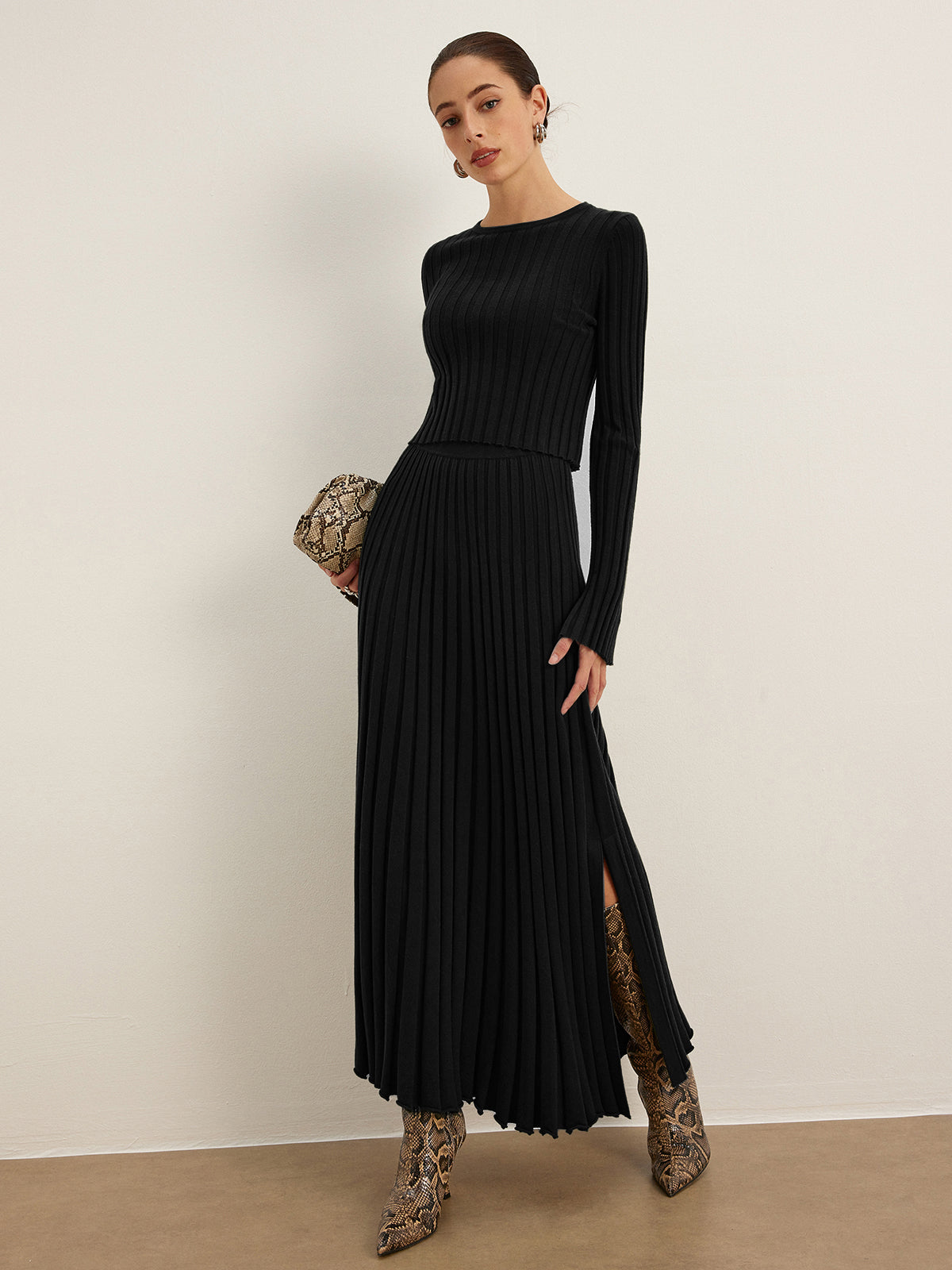Marul Trim Ribbed Kısa Kazak
