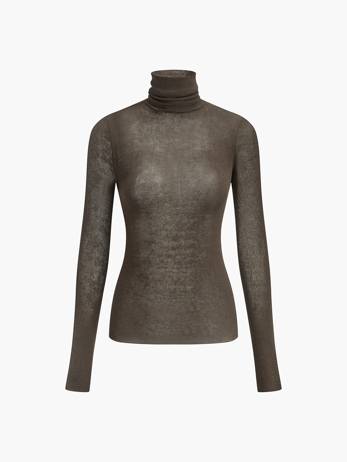 Wool Blend High Neck Transparent Sweater