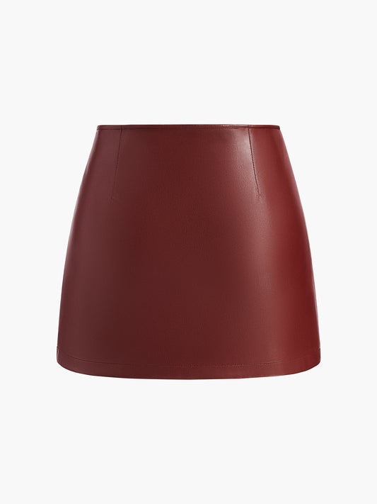 A-Formu Sahte Deri Mini Etek
