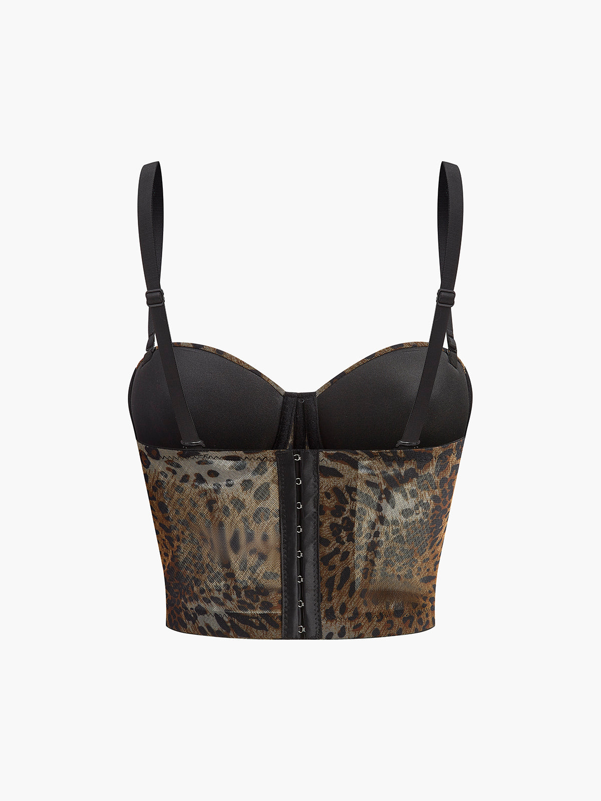 Yarı Şeffaf Leopar Baskılı Korse