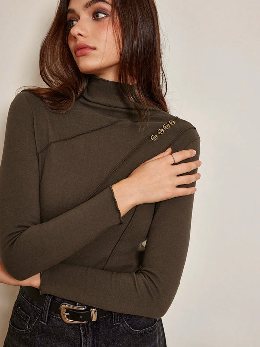 Metal-Detaylı Boru Triko Üst