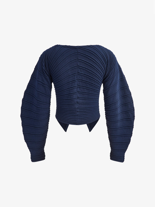 Taş Pleated Düğmeli Triko Üst