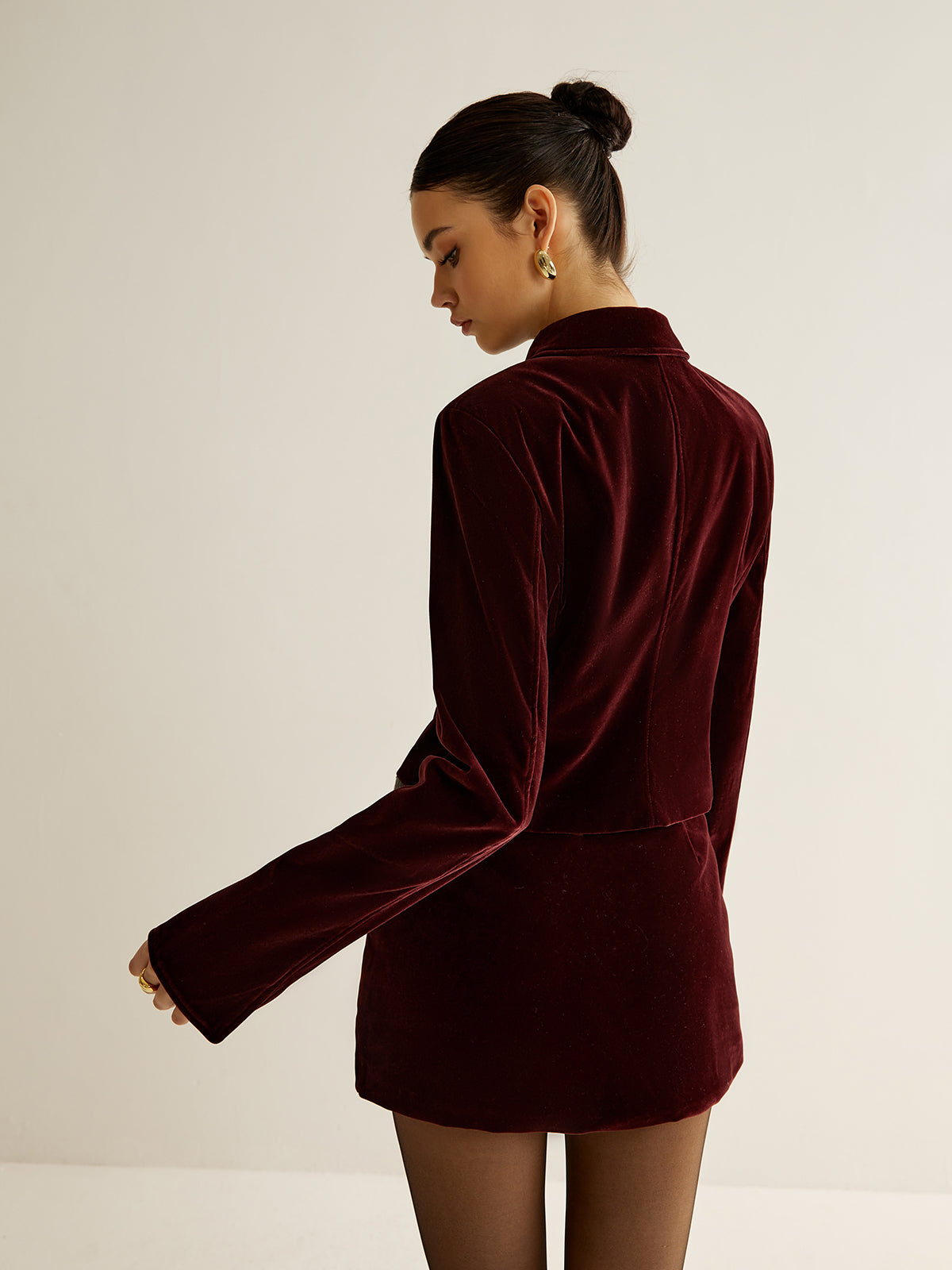 Velvet Collar Short Blazer