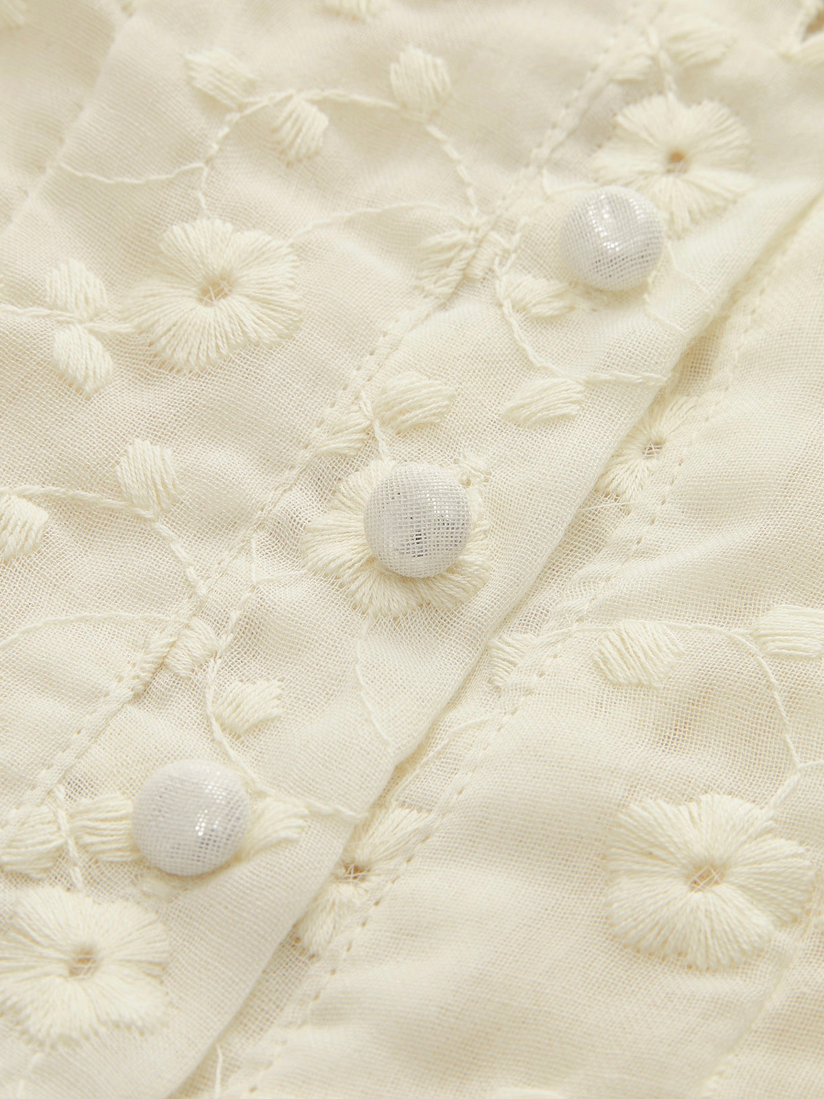 Lace Edge Stitched Ruffled Flower Patterned Blouse