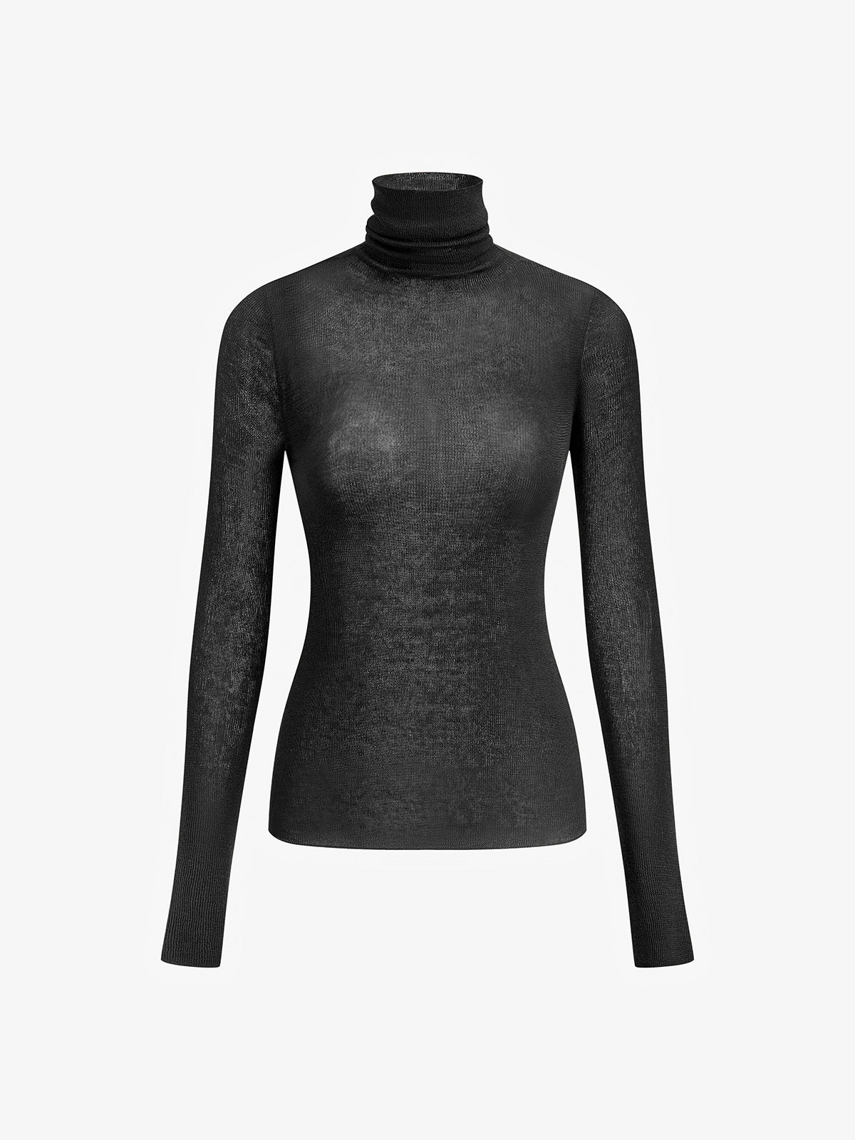 Wool Blend High Neck Transparent Sweater