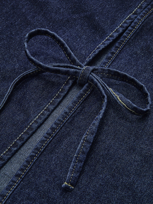 Denim Bağlama Ön Şort Seti