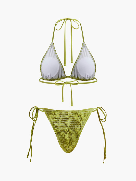 Bağcıklı Askılarıyla Dökümlü Üçgen Bikini