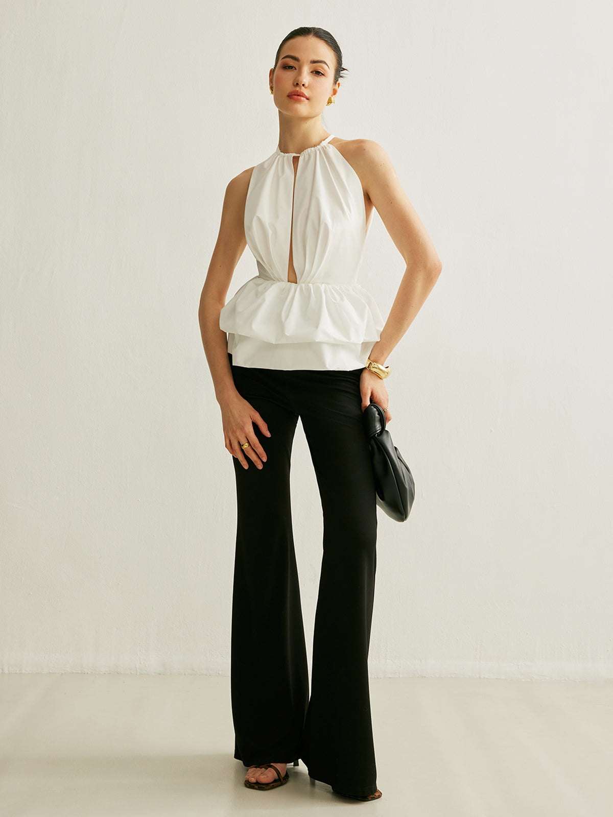 Peplum Anahtarlı Yaka Üst