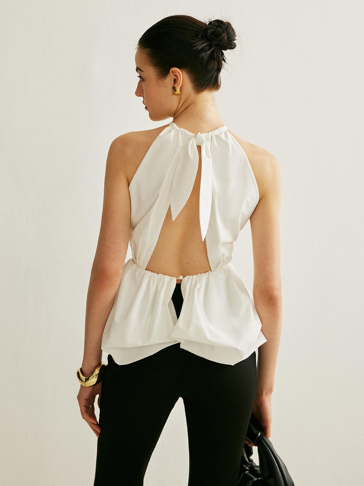 Peplum Anahtarlı Yaka Üst