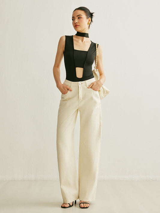 Atletik Günlük Kesim Kolsuz Kesik Bodysuit