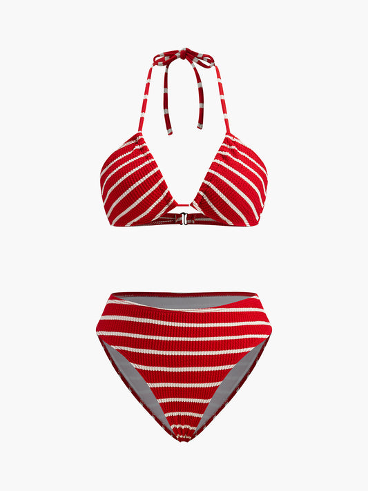 Eşleşen Şortlu Çizgili Bikini