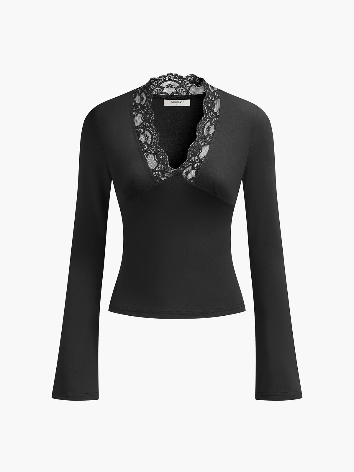 Lace Appliqué V-Neck T-Shirt