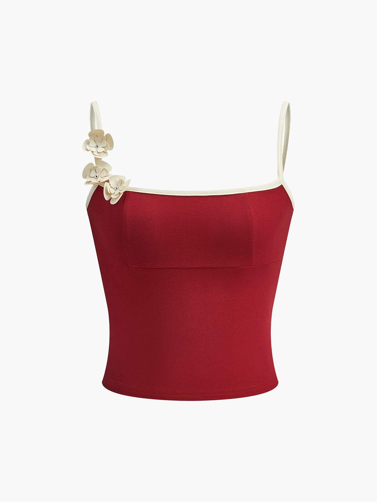 Çiçek Desenli Kontrast Kenar Bodycon Atlet Üst