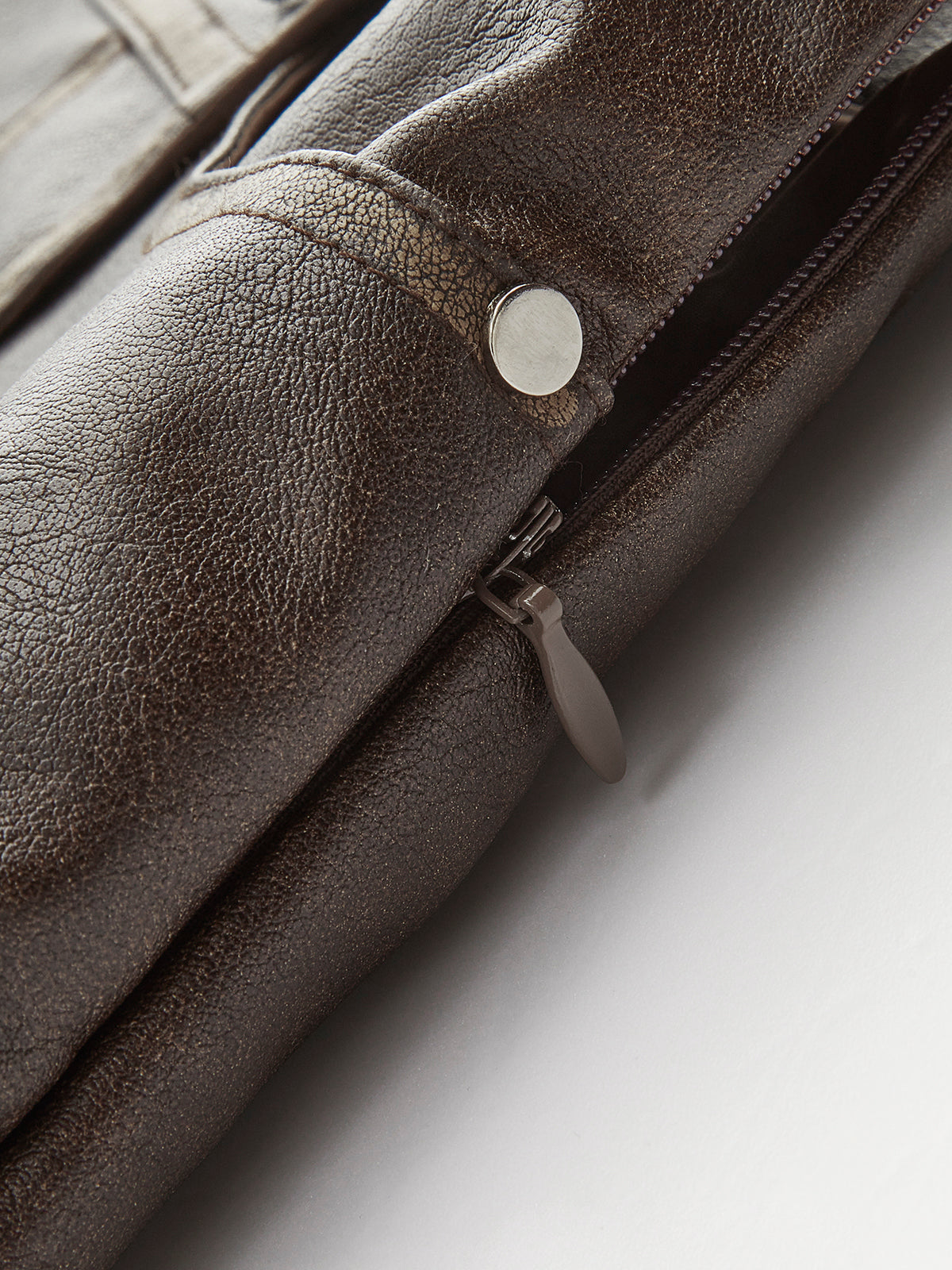 Düğme Cep Fosforlu Deri Etek