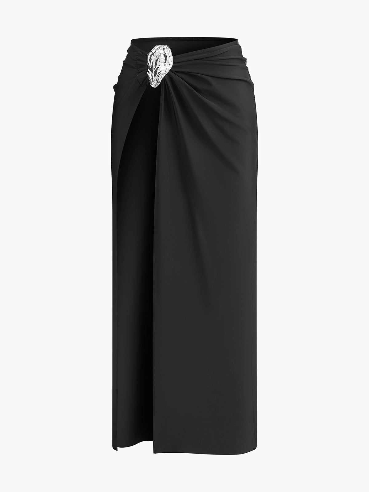 Metal Detaylı Bükümlü Sarong Etek