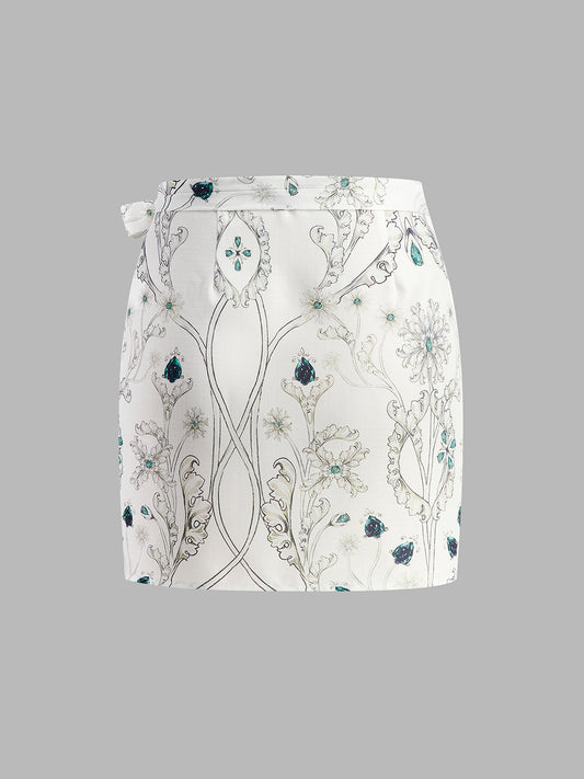 Çiçek Desenli Sarılmalı Etek