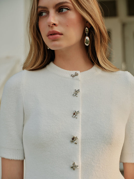 Şık Fiyonk Düğmeli Triko Üst