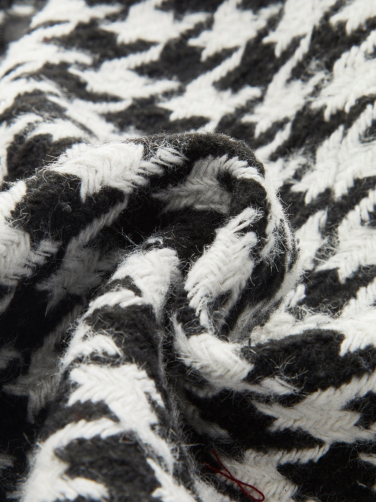 Yüksek Bel Metal Düğmeli Houndstooth Şortlar