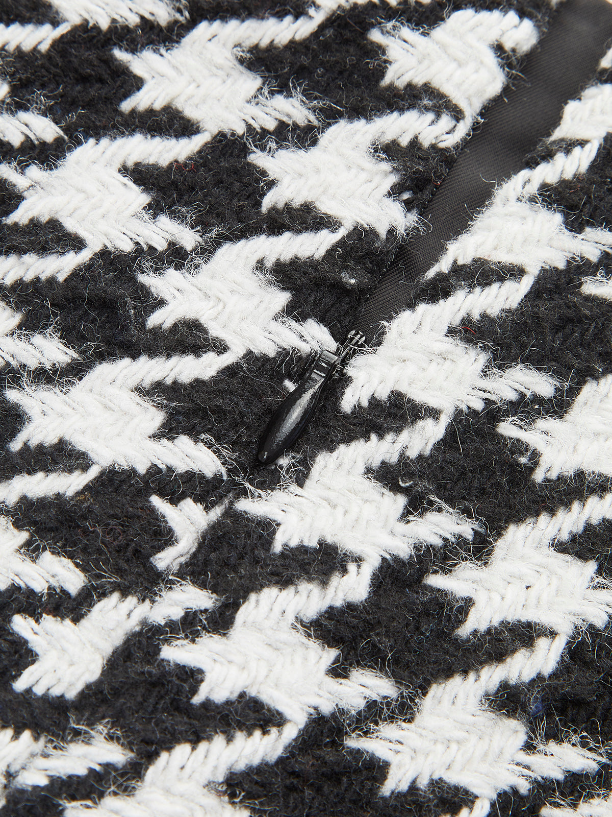 Yüksek Bel Metal Düğmeli Houndstooth Şortlar
