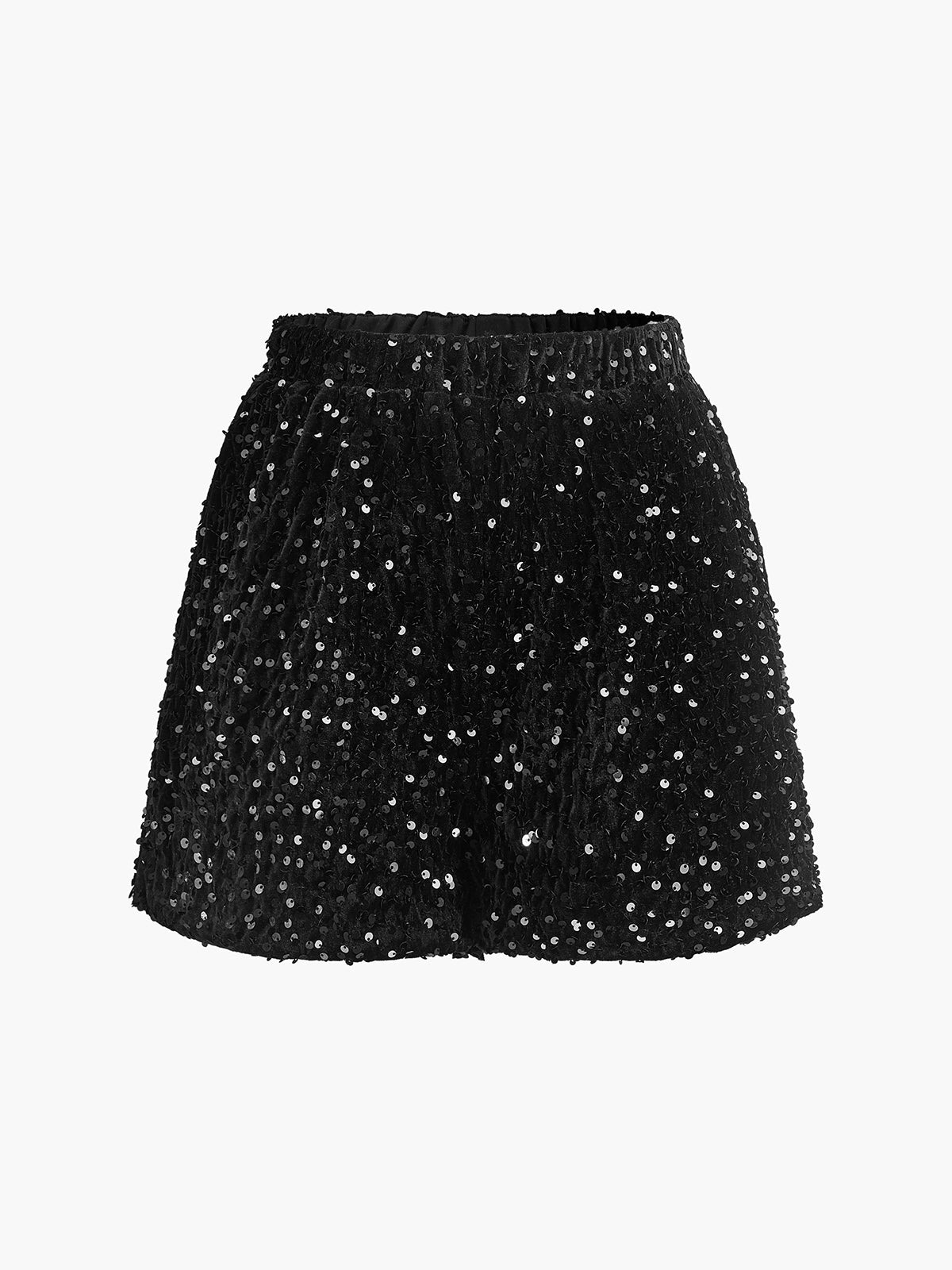 Lastik Bel Sequins Şortlar