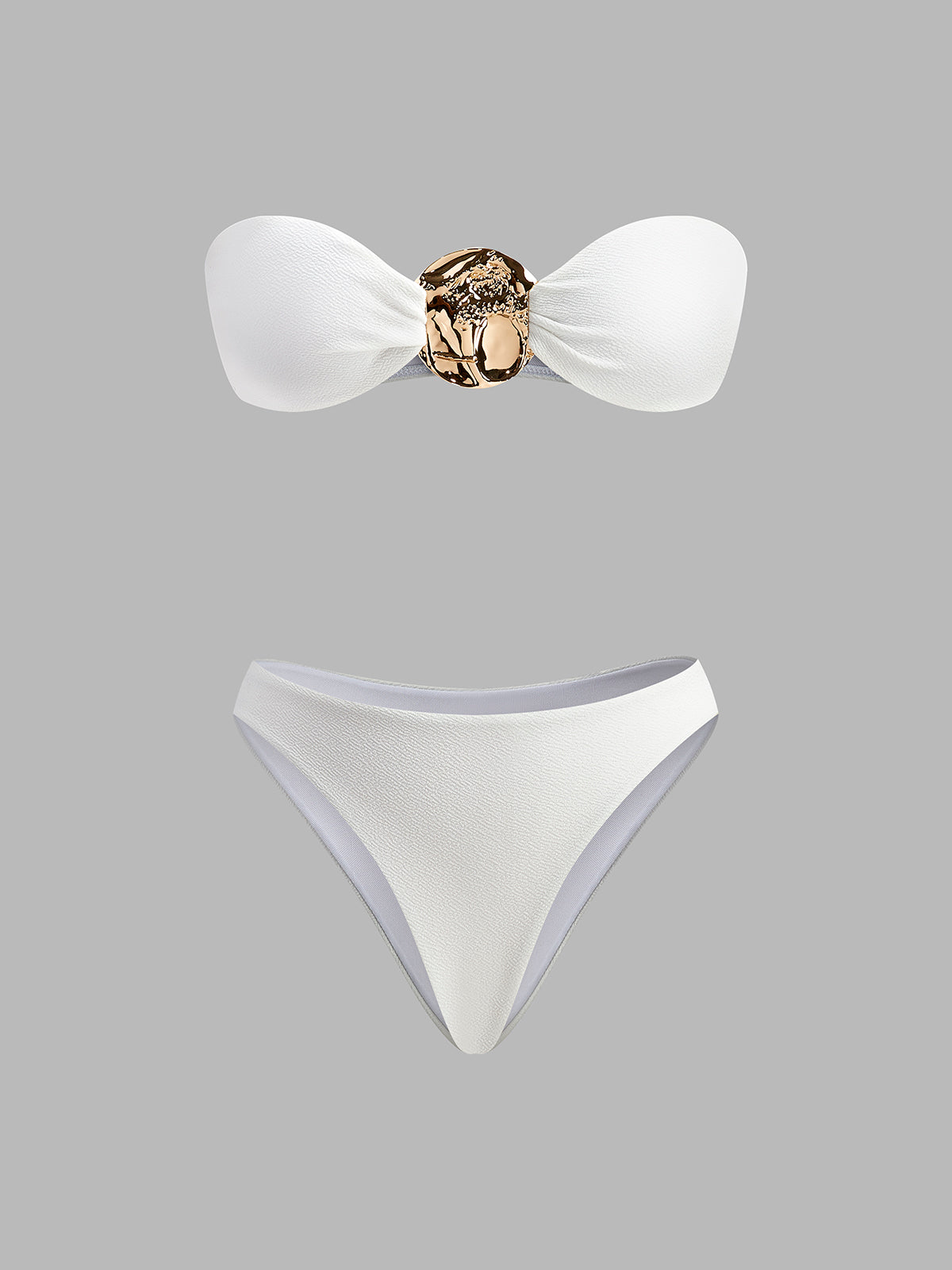 Altın Detaylı Bikini ve Pareo Seti
