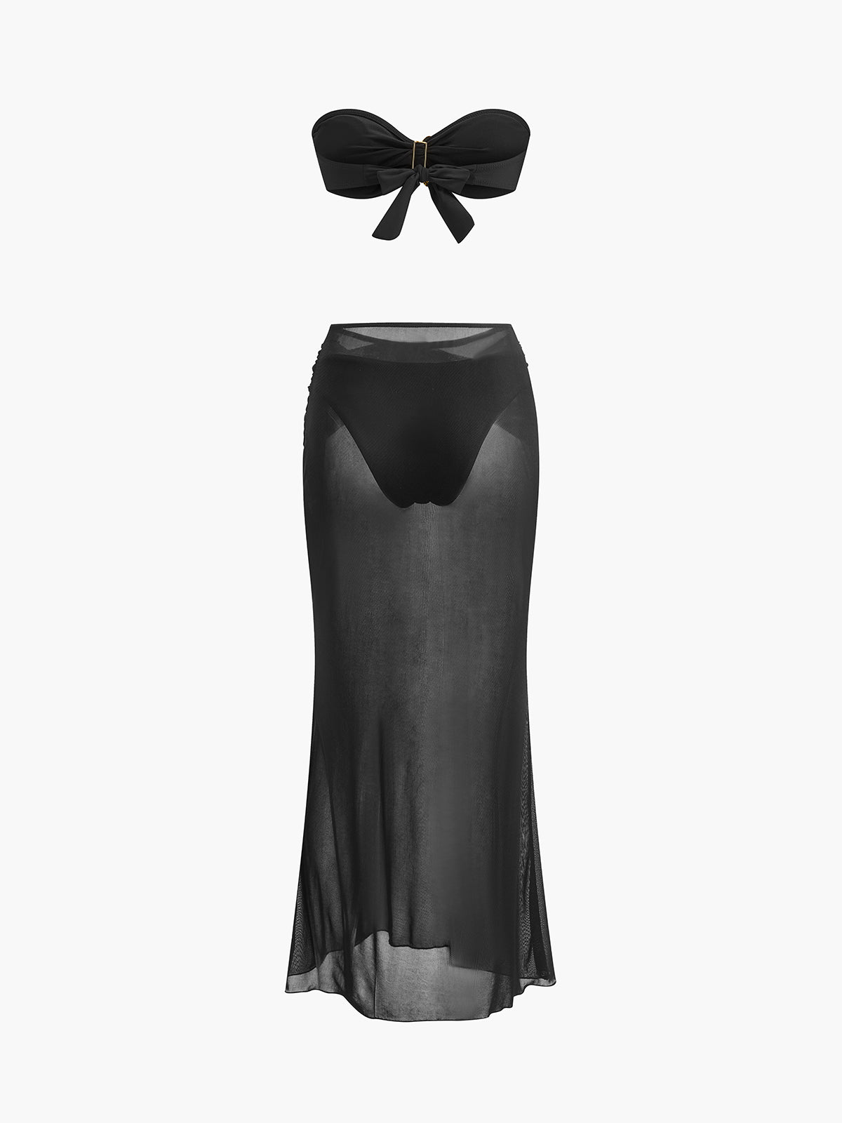 Yıldız Balığı Detaylı Bandeau Bikini ve File Etek
