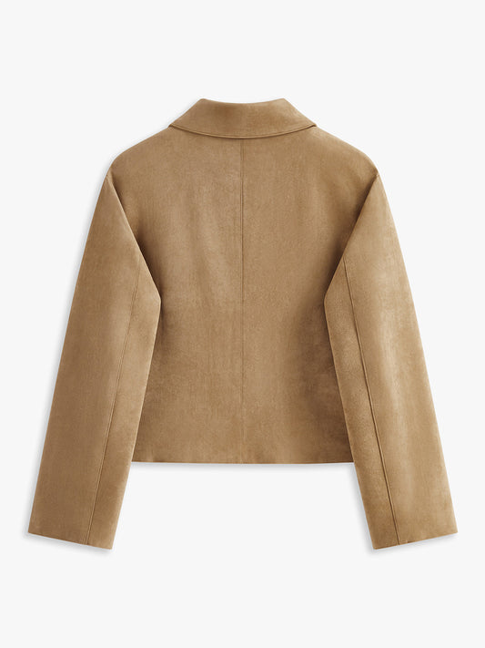Süet Yumuşak Düğmeli Yaka Ceket
