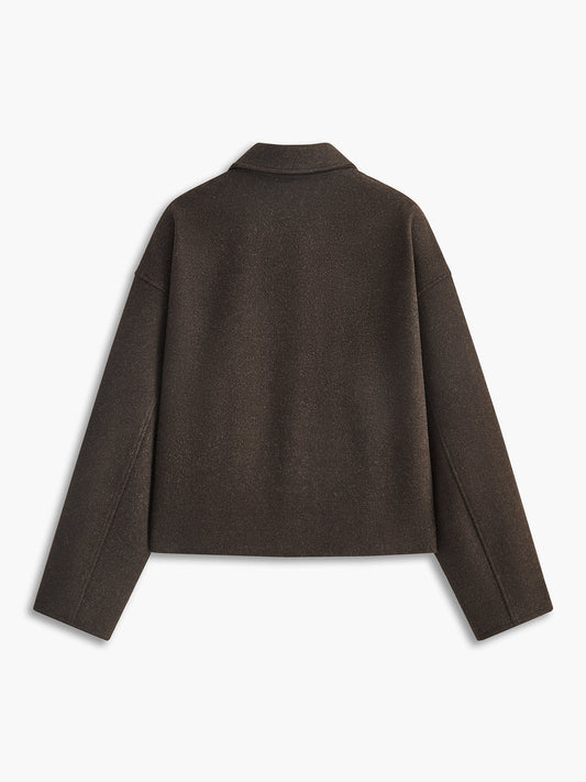 Düz Fermuarlı Keten Ceket