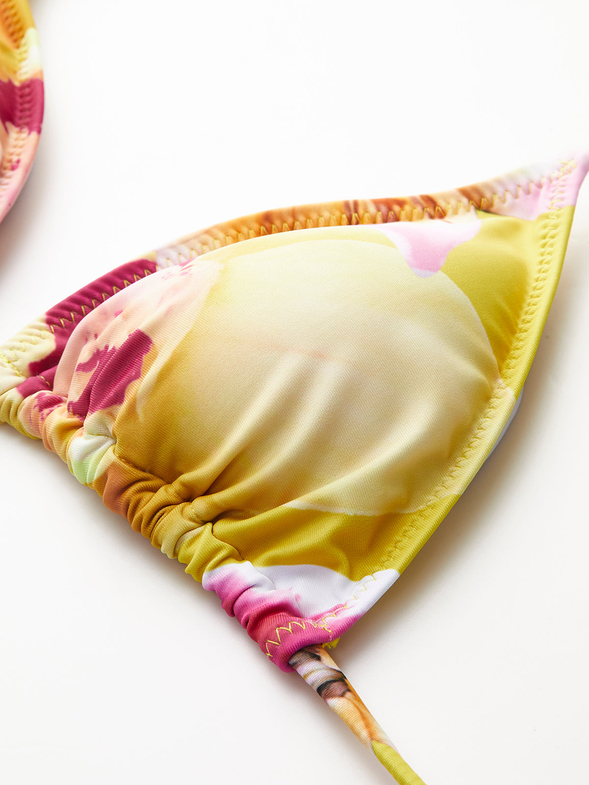 Jersey Çiçek Baskılı Yaka Bağlamalı Bikini Seti