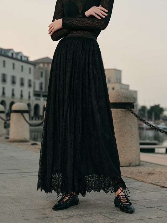 Dantel Nakışlı A Kesim Etek