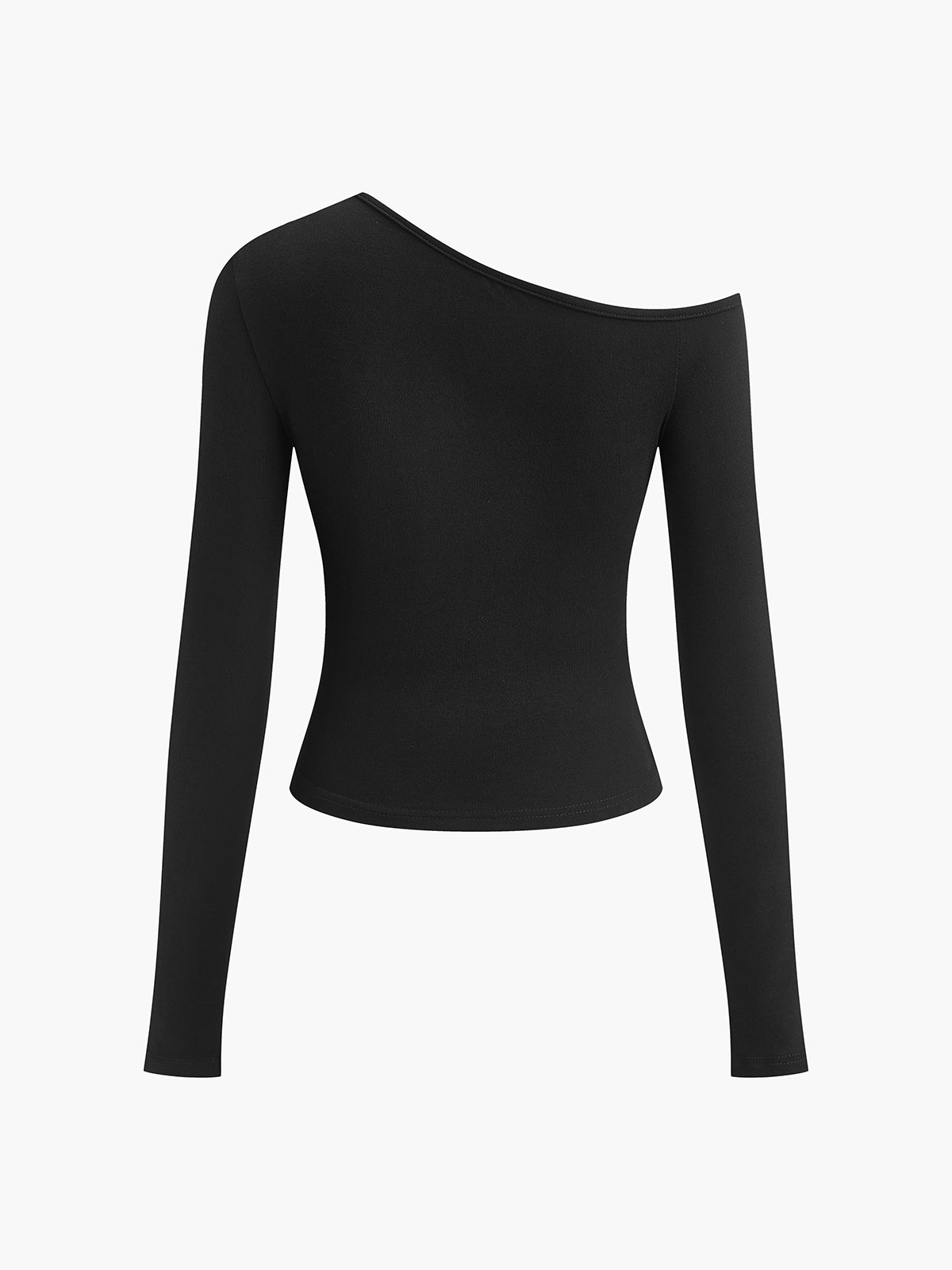 Asimetrik Off Shoulder Slinky Uzun Kollu Gömlek