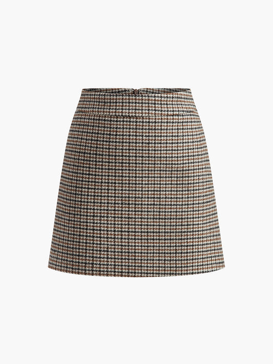 Damat Desenli A Kesim Mini Etek