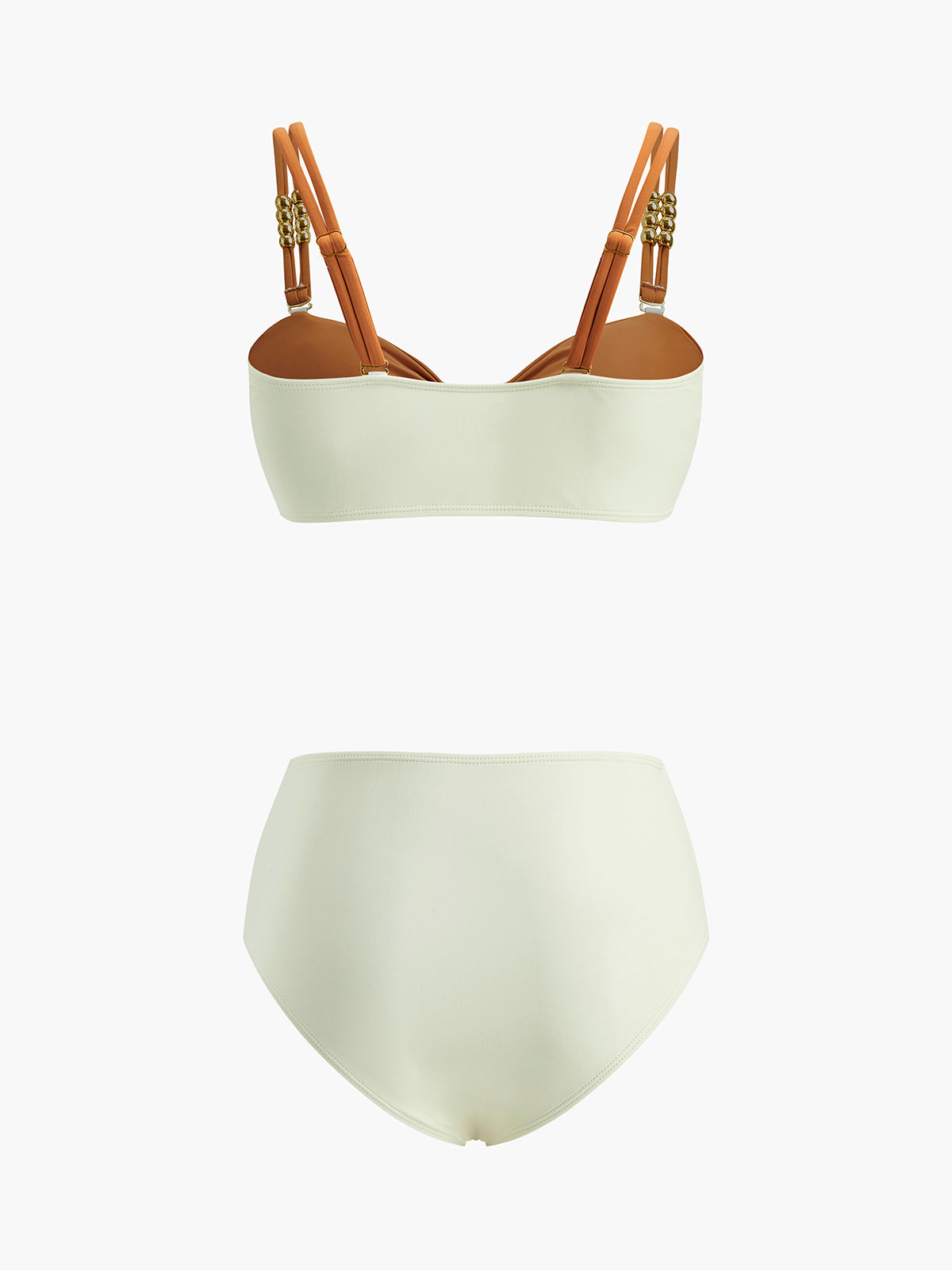 Süslemeli Renk Bloklu Retro Bikini Seti
