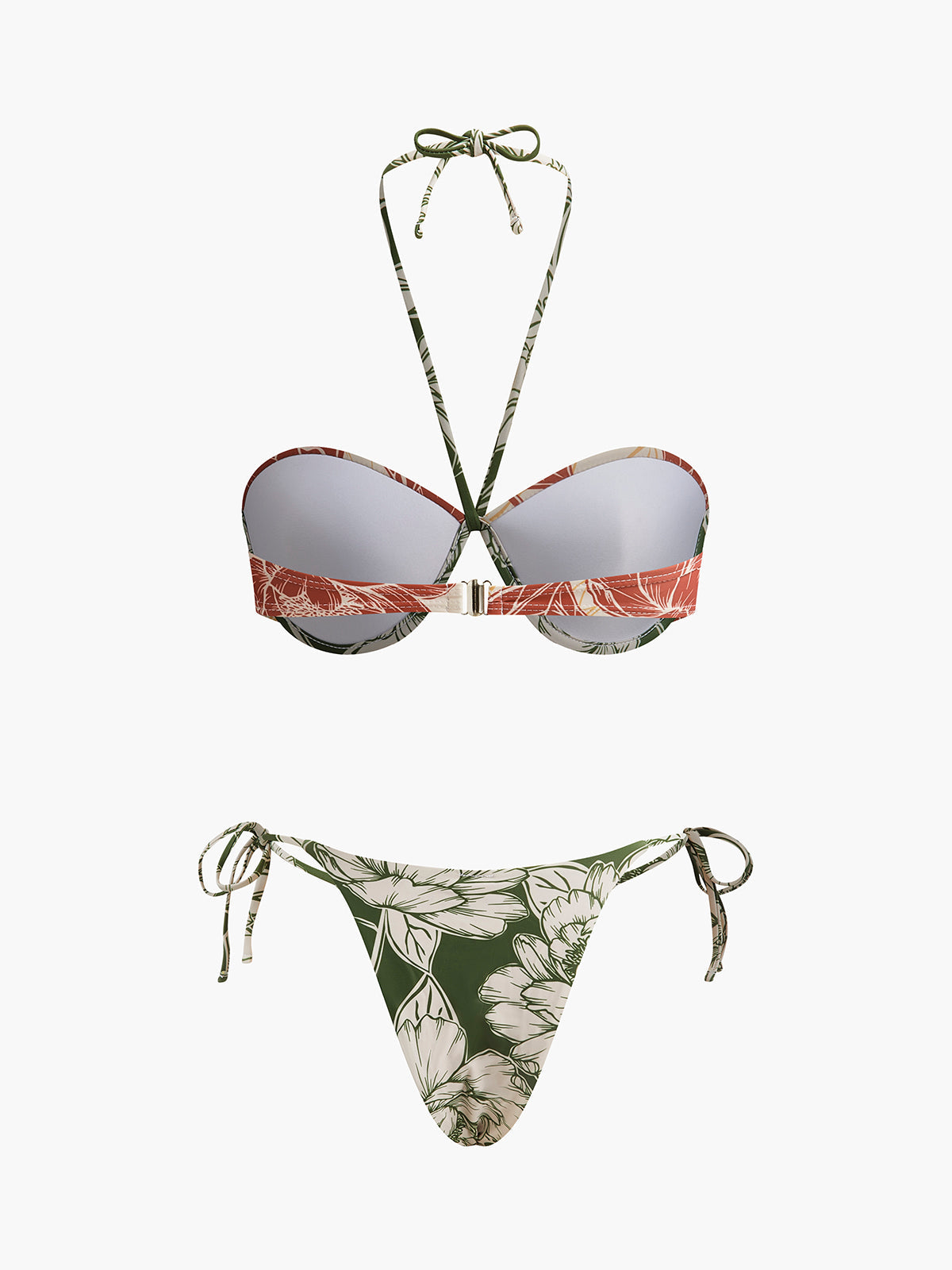 Yanları Bağlamalı Etekli Çiçek Desenli Bikini Seti