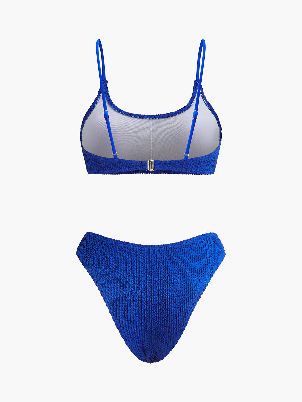 Dokulu Çizgili Yüksek Bel Bikini Takımı