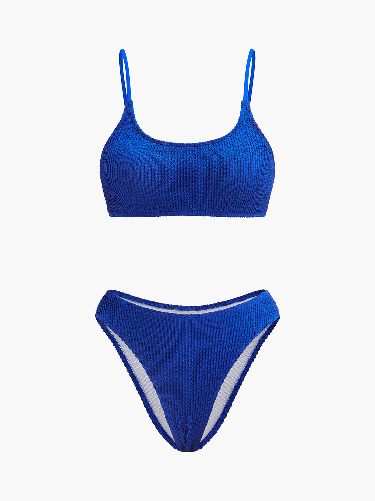Dokulu Çizgili Yüksek Bel Bikini Takımı