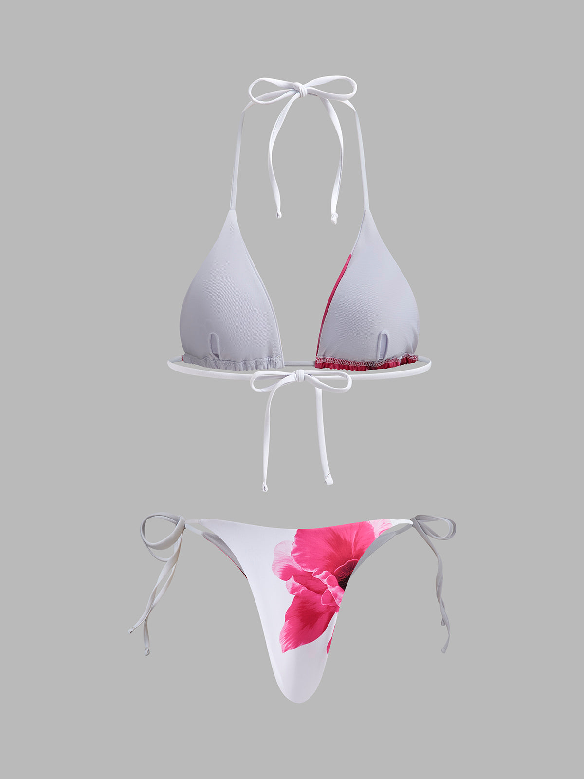 Yarı Şeffaf Etekli Çiçek Desenli Bikini Seti