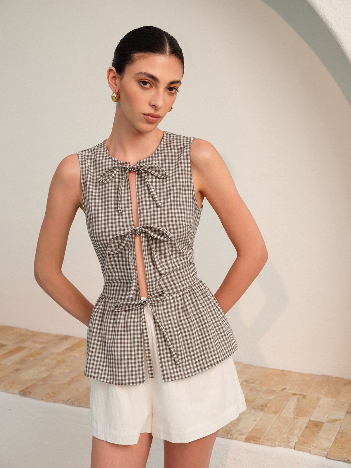 Çizgili Bağlamalı Peplum Üst