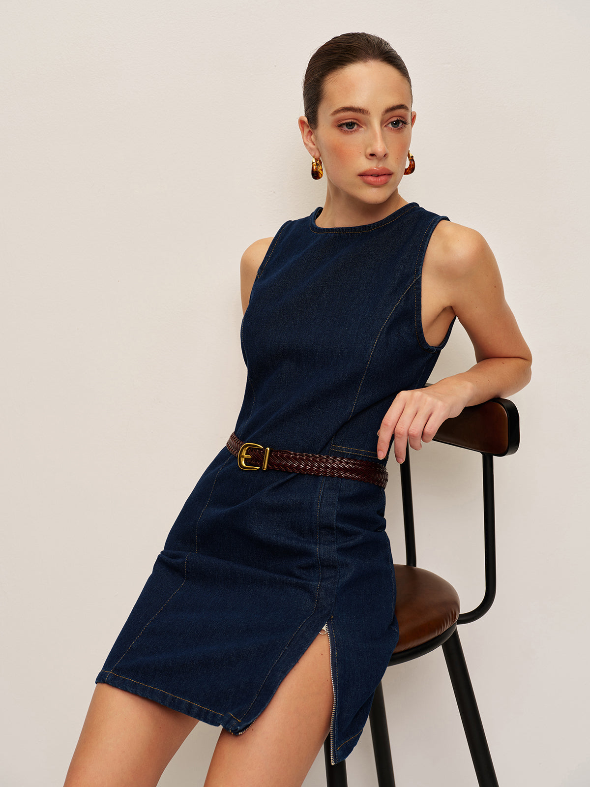 Beltsiz Denim Elbise