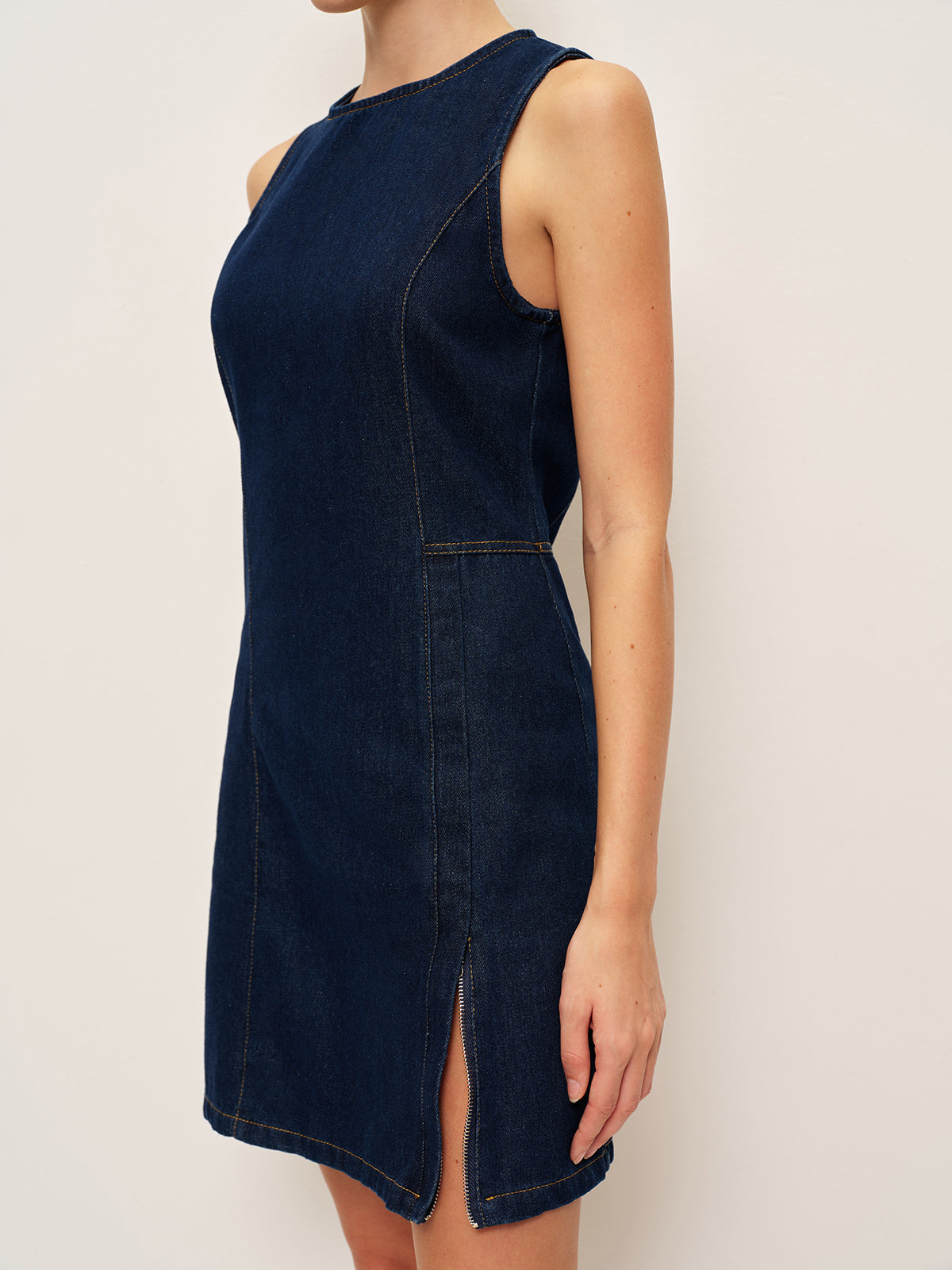 Beltsiz Denim Elbise